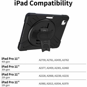 CODi Rugged Carrying Case for 11" Apple iPad Pro (Gen 2, 3, and 4) Tablet - Black - Drop Resistant, Shock Absorbing, Bump 