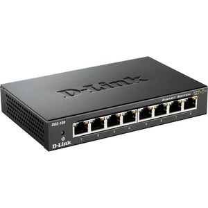 D-Link DGS-108 Ethernet Switch - 8 Ports - 2 Layer Supported - 4.62 W Power Consumption - Twisted Pair - Desktop - 3 Year 