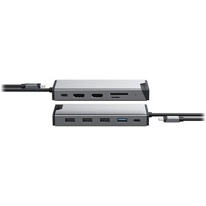 Alogic DV3 USB Type A, USB Type C Docking Station for Notebook - Memory Card Reader - SD - 100 W - Space Gray - 3 Displays