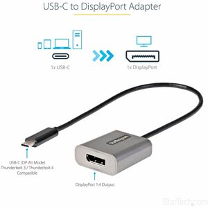 StarTech.com USB C to DisplayPort Adapter, 8K/4K 60Hz USB-C to DisplayPort 1.4 Adapter, DSC, USB Type-C to DP Video Conver