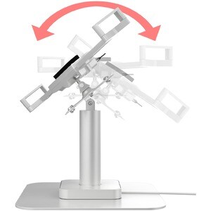 CTA Digital Desk Mount with Integrated 2 Port USB Hub w/ Universal Holder (White) - 7" to 14" Screen Support - 75 x 75, 10