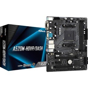 Asrock A520M-HDVP/DASH, AMD, Socket AM4, AMD Ryzen 3000 Series, DDR4-SDRAM, 64 GB, DIMM