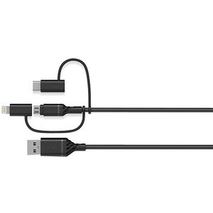 OTTERBOX 3IN1 USB A MICRO/LIGHTNING/USB C CABLE BLAC
