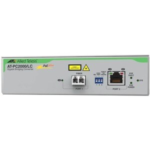 Allied Telesis PC2000/LC Transrecetor/conversor media - Compatível com TAA - 2 Porta(s)Rede (RJ-45) - 1 x Portas PoE+ (RJ-