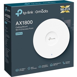 TP-Link Omada EAP610 Dual Band 802.11ax 1.73 Gbit/s Wireless Access Point - Indoor - 2.40 GHz, 5 GHz - 4 x Internal Antenn