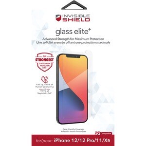 invisibleSHIELD Glass Elite+ Aluminosilicate, Glass Screen Protector - Clear - For LCD iPhone 12, iPhone 12 Pro - Smudge R