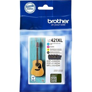 Brother LC421XLVAL Original High Yield Inkjet Ink Cartridge - Black, Cyan, Magenta, Yellow - 4 / Pack - 500 Pages Black, 5