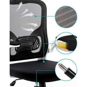 Fauteuil à bascule Urban Factory Ergo Haut - 5 branches Fond - Noir - Tissu, Caoutchouc, Plastique - Accoudoir