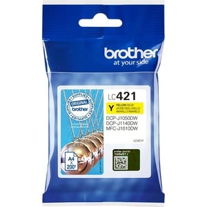 Brother LC421Y Original Standard Yield Inkjet Ink Cartridge - Yellow - 1 Pack - 200 Pages