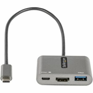 StarTech.com USB C Multiport Adapter, USB-C to HDMI 4K, 100W PD Pass-Through, USB 3.0 Hub 5Gbps (1xC/1xA), USB-C Mini Dock