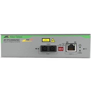 Allied Telesis PC2000/SC Transceiver/Medienkonverter - TAA-konform - 2 Anschluss(e)Netzwerk (RJ-45) - 1 x PoE+ (RJ-45) Ans