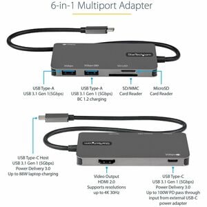 StarTech.com Docking Station - for Tablet, Monitor, Notebook - 100 W - USB Type C - 1 Displays Supported - 4K - 3840 x 216