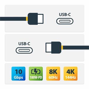 StarTech.com 3ft 1m USB C Cable 10Gbps, USB-IF Certified USB-C Cable, USB 3.1 Type-C Cable, 5A/100W PD, DP Alt Mode, USB C