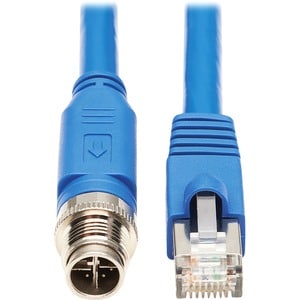 Eaton Tripp Lite Series M12 X-Code Cat6a 10G F/UTP CMR-LP Shielded Ethernet Cable (M12 M/RJ45 M), IP68, PoE, Blue, 1 m (3.