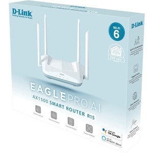 D-Link EAGLE PRO AI R15 Wi-Fi 6 IEEE 802.11ax Ethernet Wireless Router - Dual Band - 2.40 GHz ISM Band - 5 GHz UNII Band -