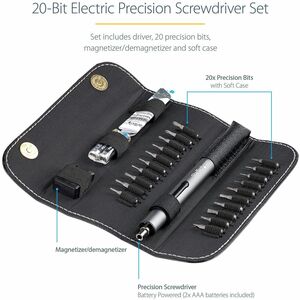 StarTech.com Set di cacciaviti elettrici di precisione a 20 punte - Kit di cacciaviti a batteria portatile/mini - magnetic