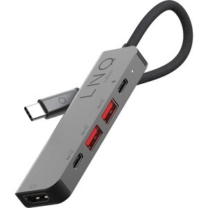 LINQ USB Type C Docking Station for Notebook/Tablet/Smartphone - 100 W - Black, Grey - 4K, Full HD - 3840 x 2160, 1920 x 1