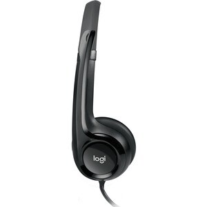 Logitech 有线 头戴式 立体声 耳机 - 黑 - 双声道 - 耳罩 - 32 欧姆 - 20 Hz 到 20 kHz - 232.9 cm 线缆 - 双向, 降噪 麦克风 - A 型 USB