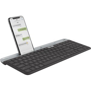 Logitech K580 键盘 - 无线 连接 - 英文（美国） - 灰 - Bluetooth/RF - 10 m - 2.40 GHz - 手机, 台式计算机 - PC, Mac - AAA 支持的电池尺寸