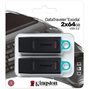 Kingston DataTraveler Exodia DTX 64 GB USB 3.2 (Gen 1) Flash-Laufwerk - Schwarz, Teal - 2 Pack