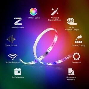 TP-Link Kasa KL420L5 - Kasa Smart LED Light Strip - 50 Color Zones RGBIC - 16.4ft Wi-Fi LED Strip Works with Alexa - Googl