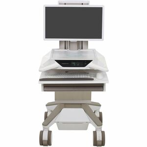 Ergotron CareFit Medical Trolley - TAA Compliant - 1 Drawer - 17.01 kg Capacity - 4 Casters - White, Warm Grey - 27" (68.5