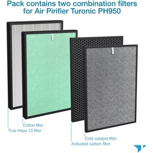 Turonic PH950_F Air Filter - HEPA/Activated Carbon - For Air Purifier - Remove Airborne Particles, Remove Pet Dander, Remo