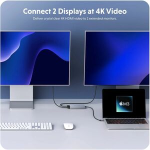 Hyper Dual 4K HDMI Adapter for M1/M2 MacBook - for Notebook/Desktop PC - USB Type C - 2 Displays Supported - 4K - 3840 x 2