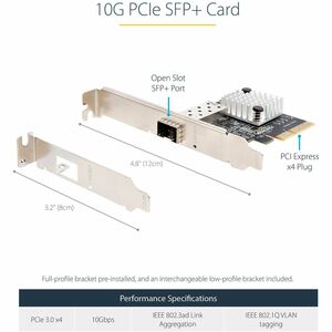 StarTech.com PEX10GSFP 10Gigabit Ethernet Card - Up to 10 Gbps PCIe network card - MSA compliant SFP+ slot - Eliminate EMI