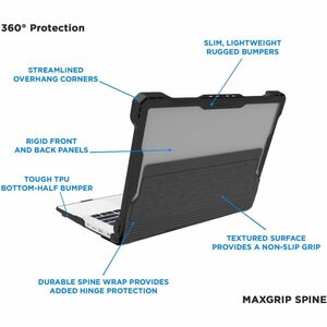 MAXCases Extreme Shell-S for HP x360 EE G4/G3 Chromebook 2:1 Convertible 11.6" (Black/Clear) - For HP Chromebook - Texture
