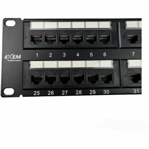 4XEM 48 Port Cat 6A Patch Panel - 48 Port(s) - 48 x RJ-45 - 2U High - Black - 19" Wide - Rack-mountable