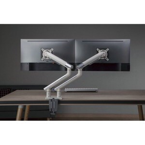 Amer Mounts HYDRA2A Desk Mount for Display Screen, Curved Screen Display, Monitor - Space Gray, Textured White - 2 Display