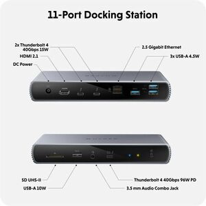 Targus HyperDrive Thunderbolt 4 Docking Station - Memory Card Reader - SD - 135 W - Thunderbolt 4 - 2 Displays Supported -