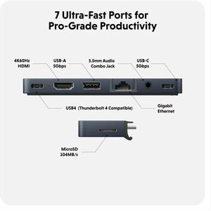 HyperDrive DUO PRO 7-in-2 USB-C Hub - for Desktop PC, Notebook - Memory Card Reader - microSD - 100 W - USB Type C - 4K - 