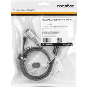 Rocstor Rocbolt N19 Security Cable, 4-digit Combination Lock For Nano-Shaped Slots - Rocstor Rocbolt N19 series Slim Secur
