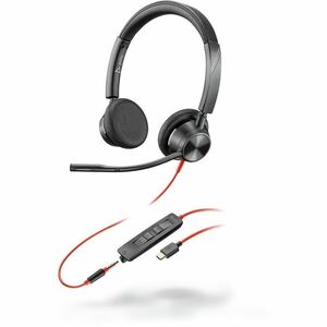 Plantronics Blackwire 3320 有线 头戴式 立体声 耳机 - 黑 - 双声道 - 上耳式 - 32 欧姆 - 20 Hz 到 20 kHz - 降噪 麦克风 - 降噪 - C型 USB