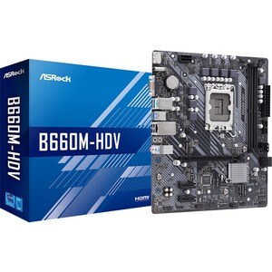 ASRock B660M-HDV Desktop Motherboard - Intel B660 Chipset - Socket LGA-1700 - Intel Optane Memory Ready - Micro ATX - Pent