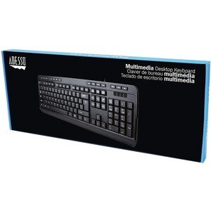 Adesso AKB-132UB Keyboard - Cable Connectivity - USB, PS/2 Interface - English (UK) - Membrane Keyswitch - 104 Key(s) - 14