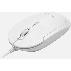 Macally USB-C Optical Quiet Click Mouse for Mac/PC White (UCDYNAMOUSEW) - Optical - Cable - White, Silver - USB Type C - 2