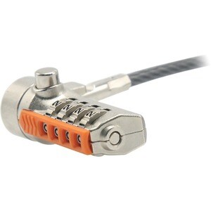 Port Cable Lock For Notebook, Desktop Computer, Monitor, Projector - 1.80 m Cable - 4-digit - Combination Lock - Dark Smok