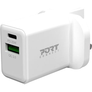 Port Connect 20 W AC Adapter - 1 Pack - For Tablet PC, Smartphone, USB Type A Device, USB Type C Device - 120 V AC, 230 V 
