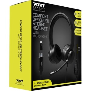 Port Comfort Wired Over-the-head Stereo Headset - Binaural - Supra-aural - 32 Ohm - 20 Hz to 20 kHz - 180 cm Cable - Omni-