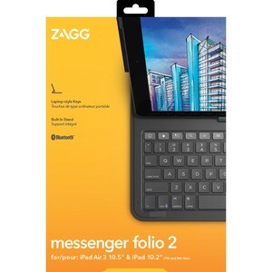 Cover tastiera ZAGG Messenger Folio 2 (Folio) per 25,9 cm (10,2") a 26,7 cm (10,5") Apple iPad (7a generazione), iPad Pro 
