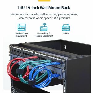 StarTech.com 14U Wall Mount Rack, 14in Deep, 19 inch Wall Mount Network Rack, Wall Mounting Patch Panel Bracket for Switch