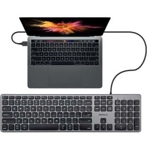 Macally UCZKEYHUBACSG Keyboard - Cable Connectivity - USB Type A, USB Type C Interface - 107 Key(s) - ChromeOS - PC, Mac -