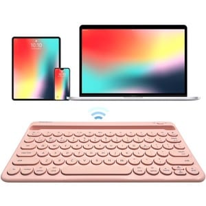 Macally Rechargeable iPad Bluetooth Compact Keyboard Quick Switch 3 Devices - Wireless Connectivity - Bluetooth - 30 ft - 