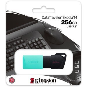 Kingston DataTraveler Exodia M DTXM 256 GB USB 3.2 (Gen 1) Type A Flash Drive - Black, Teal - 1 Pack