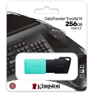 Kingston DataTraveler Exodia M DTXM 256 GB USB 3.2 (Gen. 1) Typ A Flash-Laufwerk - Schwarz, Teal - 1 Pack