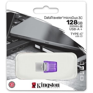 Pen Drive Kingston DataTraveler microDuo 3C DTDUO3CG3 - 128 GB - USB 3.2 (Gen 1) Tipo C, USB 3.2 (Gen. 1) Tipo A - Viola -
