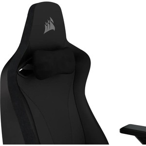 Corsair TC200 Gaming Chair - Plush Leatherette - Black/Black - For Gaming - Leatherette, Steel, Foam, Memory Foam - Black